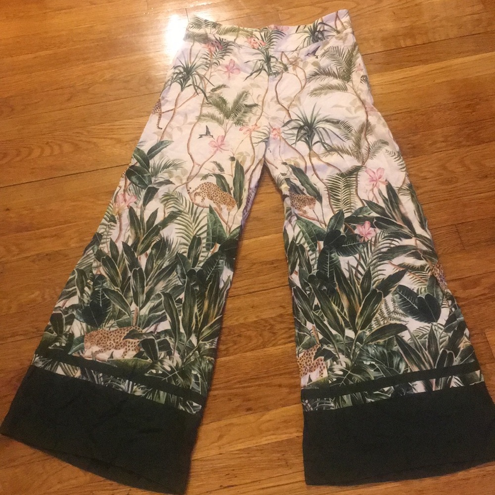 H&M wide-leg Safari print pants with side zipper